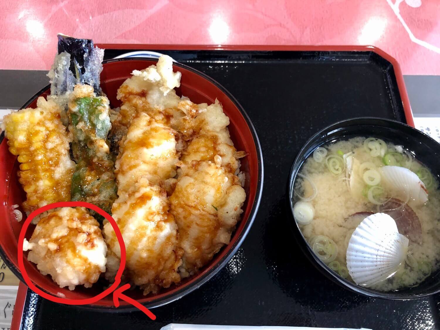 花みさきの真ふぐ天丼の白子